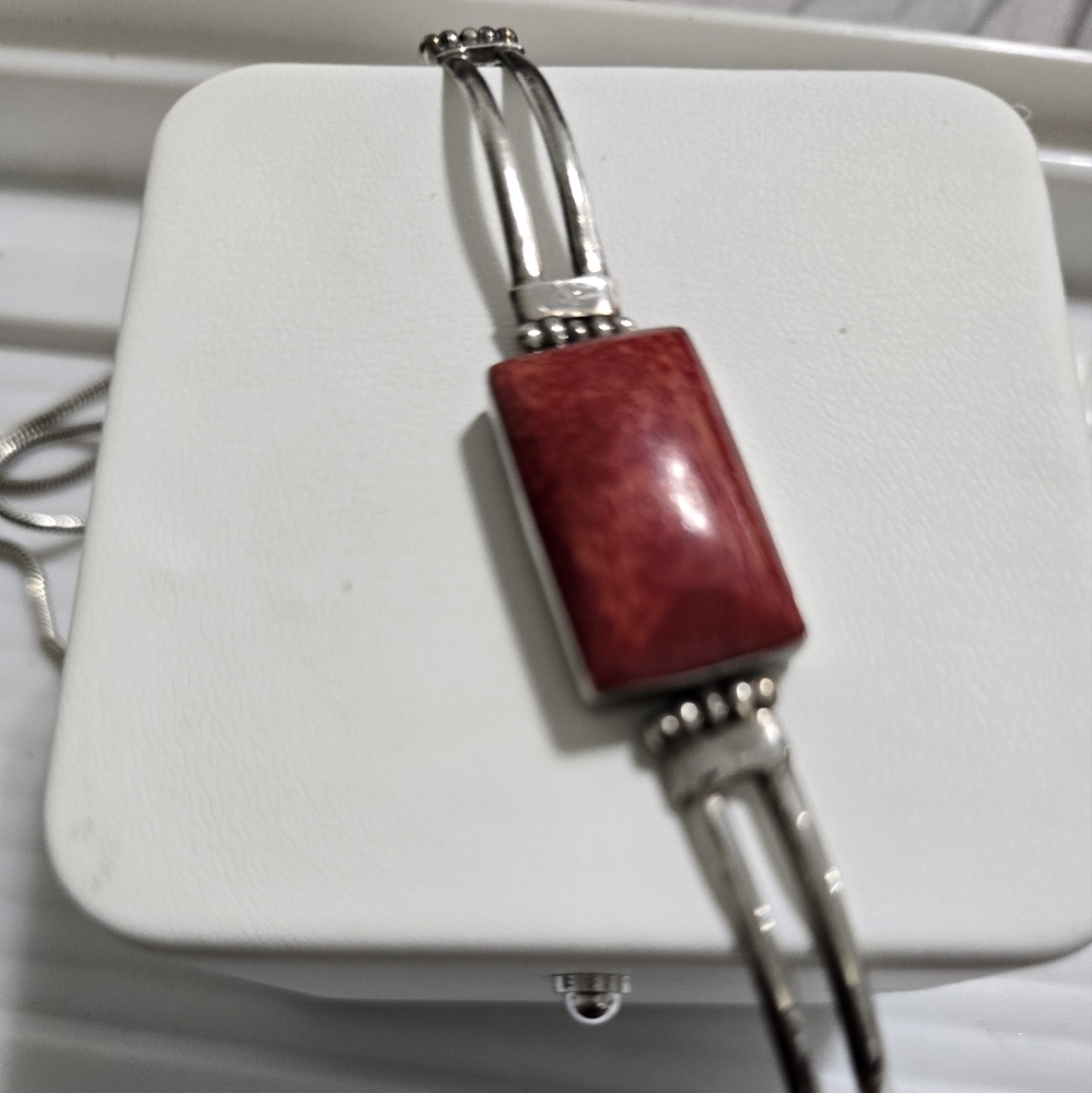 Sterling Silver Bracelet with Carnelian Stone